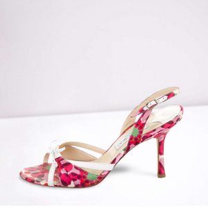 Jimmy Choo Silk Floral Print Sandals Heels (pre-owned, very good condition)